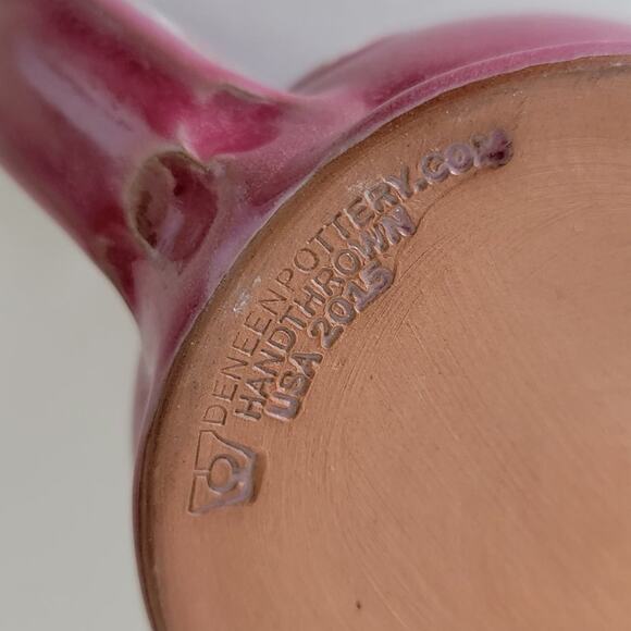 Another Broken Egg Cafe Deneen Pottery Mug Burgundy Handthrown 10oz Coffee Cup - Picture 8 of 9